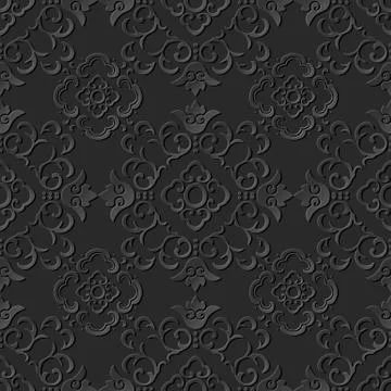 3D paper art pattern curve cross vine flower Stock Illustration