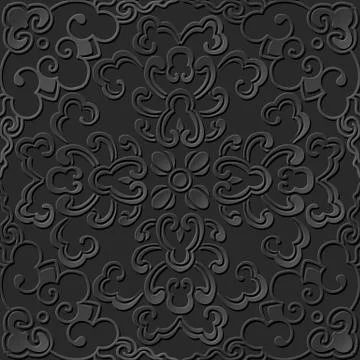 3D paper art pattern curve spiral round flower イラスト素材