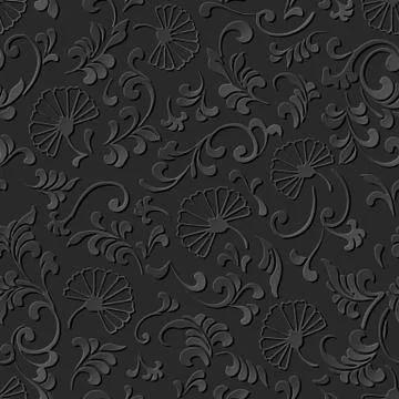 3D paper art pattern curve spiral leaf flower Illustrazione stock