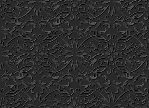 3D paper art pattern curve spiral vine leaf flower Stock Illustration