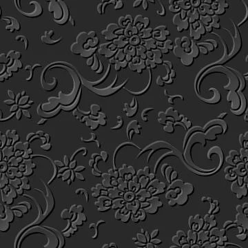 3D paper art pattern garden spiral curve flower vine 스톡 일러스트