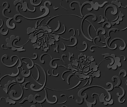 3D paper art pattern garden spiral vine flower Stock Illustration