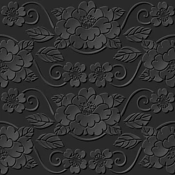 3D paper art pattern garden cure spiral vine flower イラスト素材