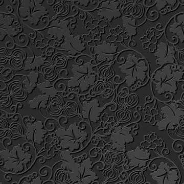 3D paper art pattern gourd spiral leaf vine Stock Illustration