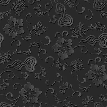 3D paper art pattern gourd spiral vine flower Stock Illustration