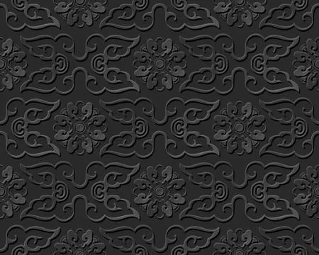 3D paper art pattern round curve cross flower Stock Illustration