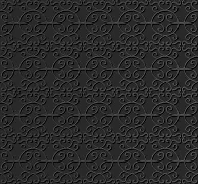 3D paper art pattern round spiral cross frame Stock Illustration