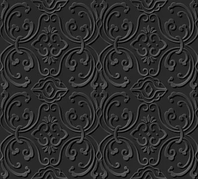 3D paper art pattern round spiral wave vine chain Illustrazione stock