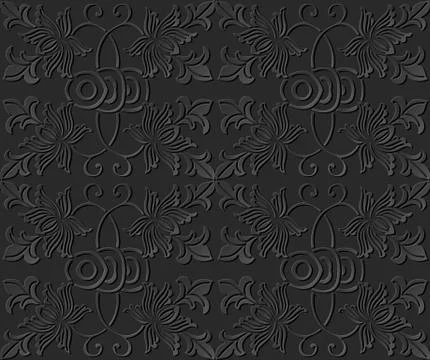 3D paper art pattern round spiral cross vine leaf Stock Illustration