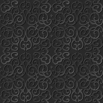 3D paper art pattern round spiral cross chain vine イラスト素材