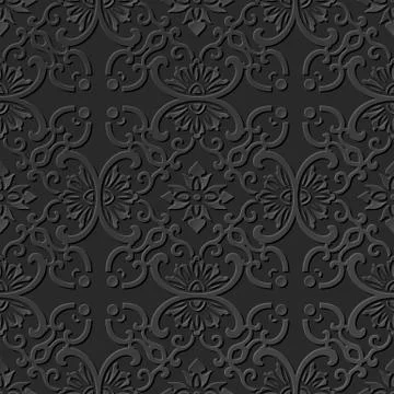 3D paper art pattern round curve cross frame flower Stock Illustration