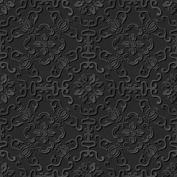 3D paper art pattern round spiral frame flower イラスト素材