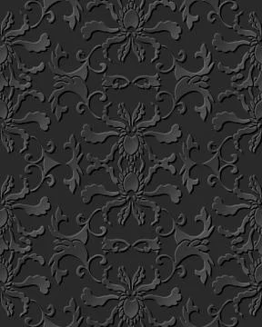 3D paper art pattern spiral curve garden leaf flower 스톡 일러스트