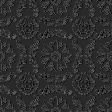 3D paper art pattern spiral cross flower vine Stock Illustration