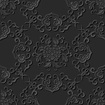 3D paper art pattern spiral curve cross spiral leaf Illustrazione stock