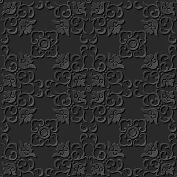 3D paper art pattern spiral curve square cross flower Stock Illustration