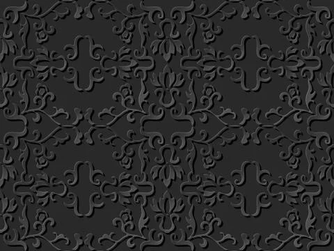 3D paper art pattern spiral curve flower cross イラスト素材