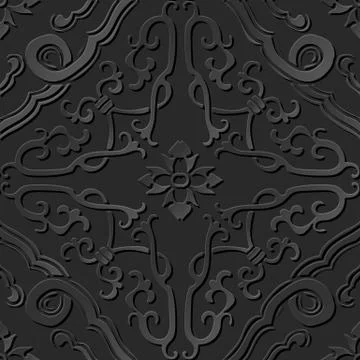 3D paper art pattern spiral cross frame flower Stock Illustration