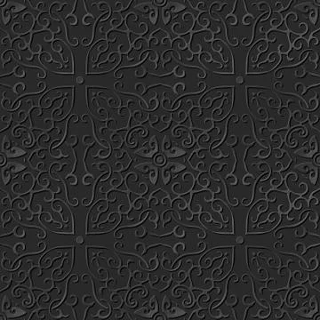 3D paper art pattern spiral curve cross frame Stock Illustration