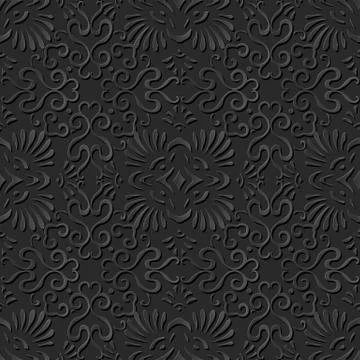 3D paper art pattern spiral curve fan cross イラスト素材