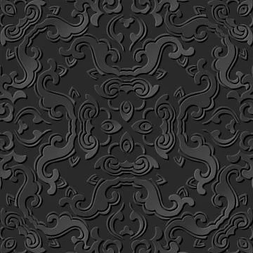 3D paper art pattern spiral wave cross flower 스톡 일러스트