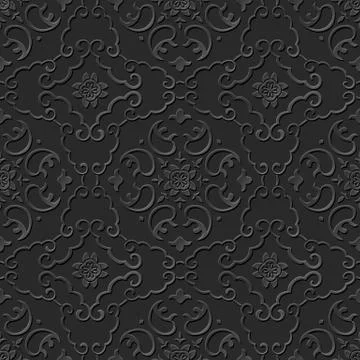 3D paper art pattern spiral cross frame flower Stock Illustration