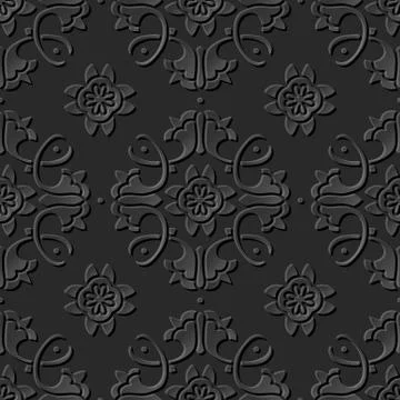 3D paper art pattern spiral cross vine flower Stock Illustration