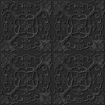 3D paper art pattern spiral cross frame flower イラスト素材