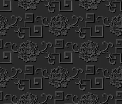 3D paper art pattern spiral geometry vine flower イラスト素材