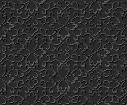 3D paper art pattern spiral curve vine flower Stock Illustration