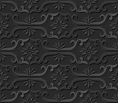 3D paper art pattern spiral cross frame flower イラスト素材