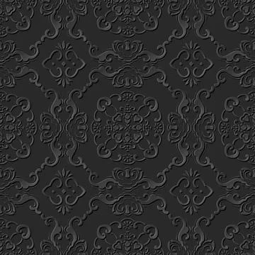 3D paper art pattern spiral curve chain flower Stock Illustration
