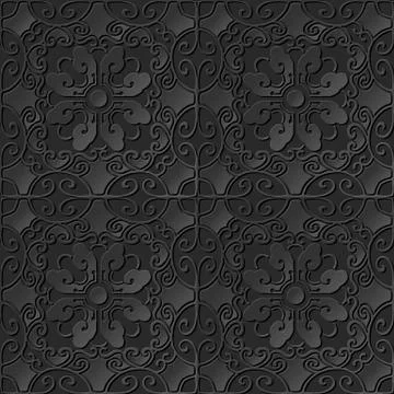 3D paper art pattern spiral oval polygon cross flower Stock Illustration