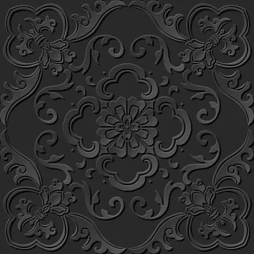 3D paper art pattern spiral curve leaf flower Stock Illustration
