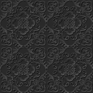 3D paper art pattern spiral leaf vine flower イラスト素材