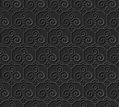 3D paper art pattern trefoil curve spiral cross frame イラスト素材