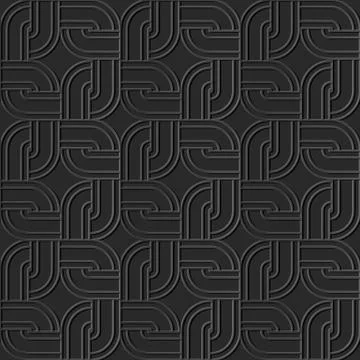 3D paper art round corner square geometry chain frame Stock Illustration