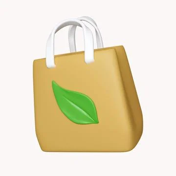 3d paper bag recycle. save the planet and energy concept. icon isolated on white Stock Illustration