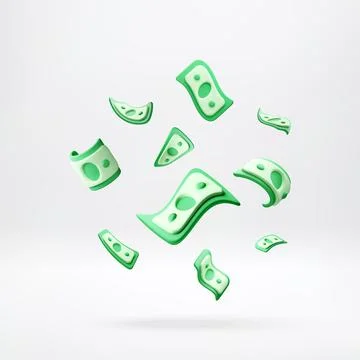 3D paper bank notes floating in air. Stock Illustration