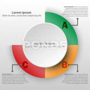 3D paper circle with colorful percentage level pie chart for website presen.. Stock Illustration