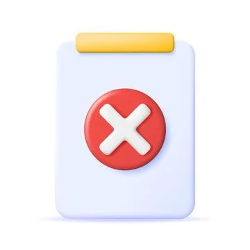 3D Paper Clipboard Holder with Wrong Checklist 스톡 일러스트