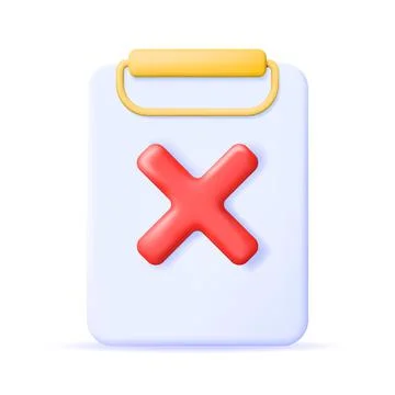 3D Paper Clipboard Holder with Wrong Checklist イラスト素材