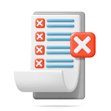 3D Paper Clipboard Holder with Wrong Checklist イラスト素材