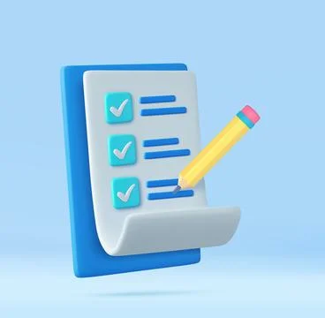 3d paper clipboard task management todo check list Stock Illustration