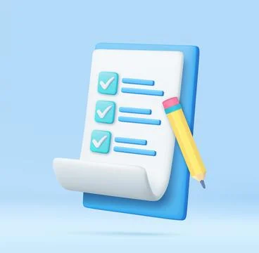 3d paper clipboard task management todo check list Stock Illustration