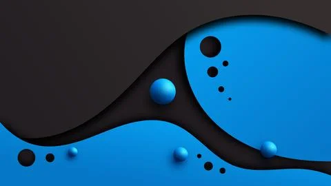 3D paper cut abstract background with blue fluid wave layers dark grey shad.. Stockillustratie