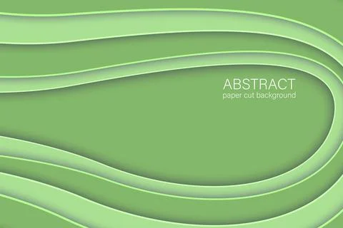 3d paper cut background with abstract shapes in pistachio color. Template design Stock Illustration
