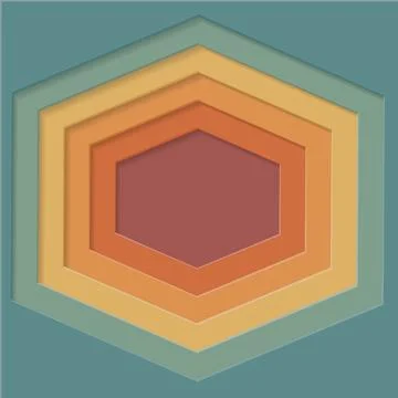 3D paper cut background with retro flowers. Hexagonal shape. Design layout for Stock Illustration