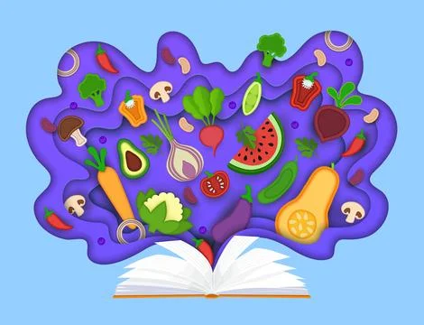 3D paper cut vitamins bottle of fruits, vegetables Stock Illustration