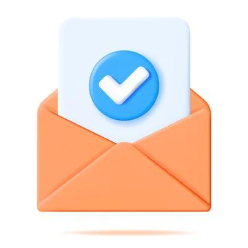 3D Paper Envelope with Approved Document Isolated イラスト素材